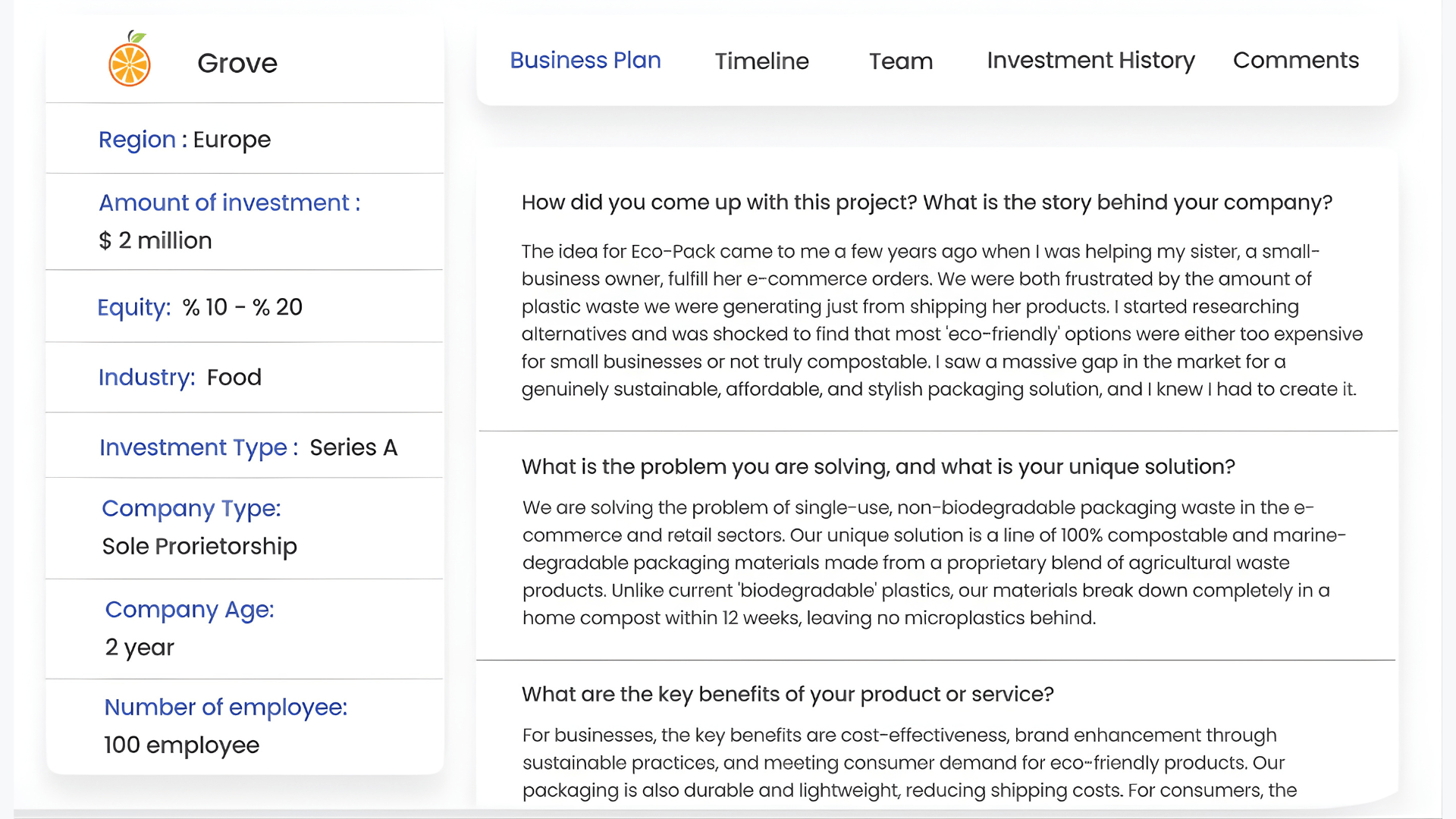 Review Startup Details